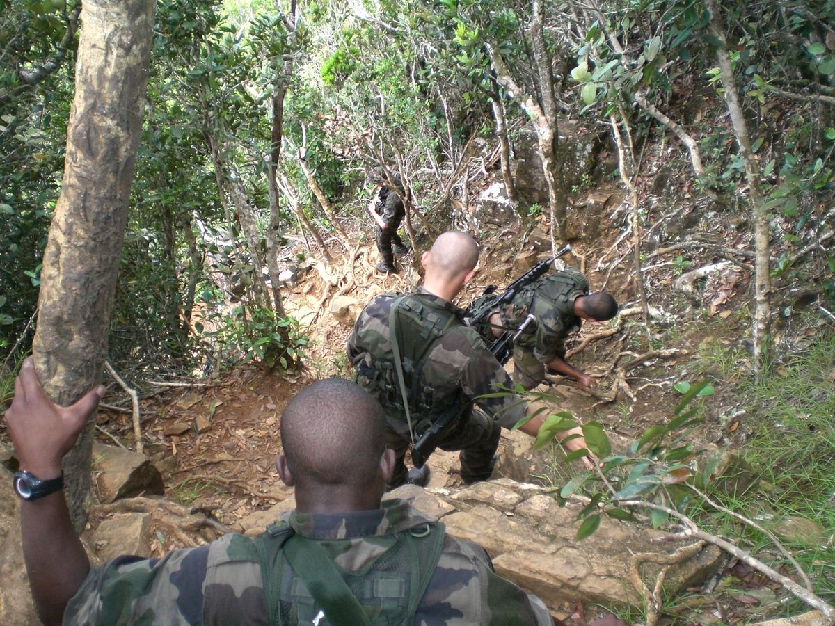 Progresión en la selva durante un ejercicio de aguerrimiento